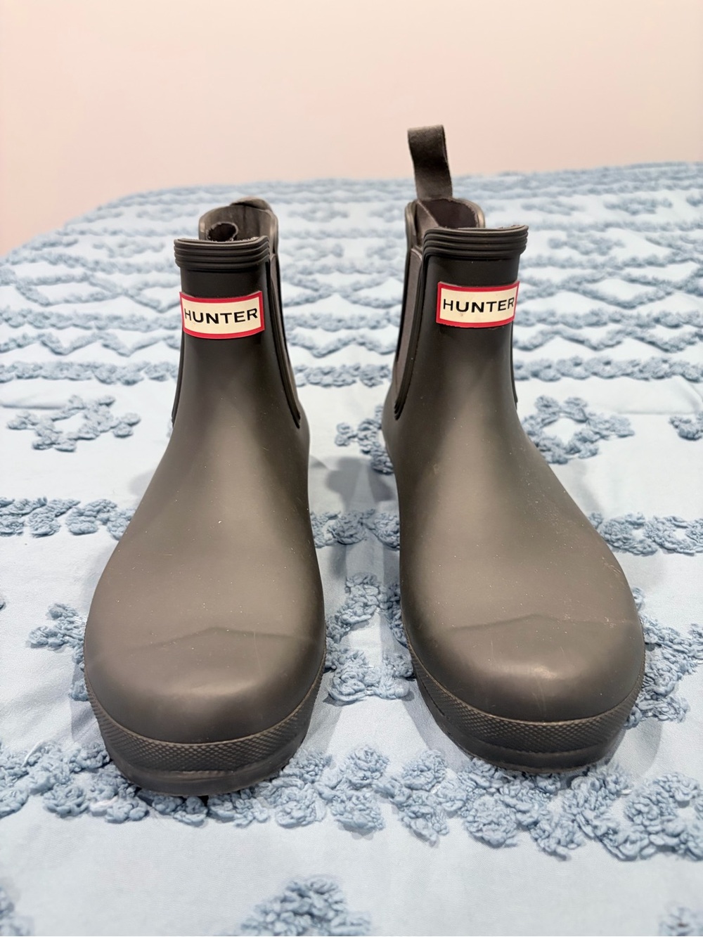 Hunter Chelsea Rain Boots Black Waterproof Rubber Ankle Boots US 10